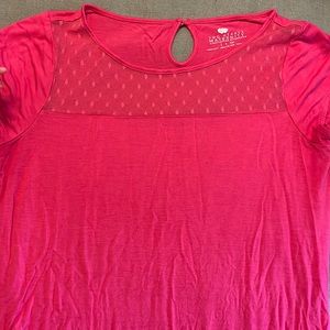 Pink short sleeve maternity shirt